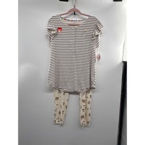 Magnetic Me Animal Print Pajama Set Women's Large Beige/Gray Soft & Comfy - NWT